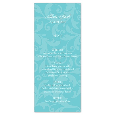 Treasured Jewels Pattern - Pool - Menu Card
