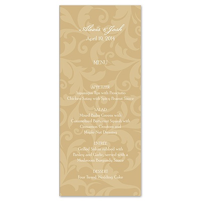 Treasured Jewels Pattern - Golden - Menu Card