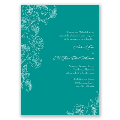 Cascading Blossoms - Jade - Invitation