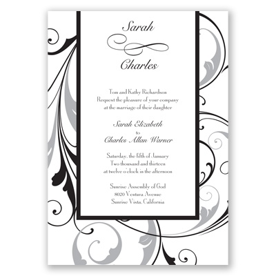 Swept Away - Black - Invitation