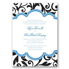 Breezy Damask - Cornflower - Invitation