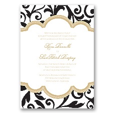 Breezy Damask - Golden - Invitation