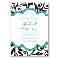 Breezy Damask - Jade - Invitation
