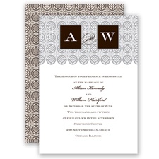 Monogram Pattern - Chocolate - Invitation