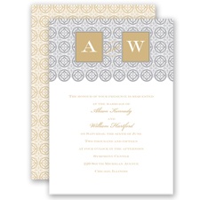 Monogram Pattern - Golden - Invitation