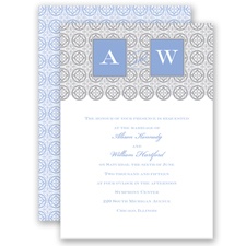 Monogram Pattern - Bluebird - Invitation