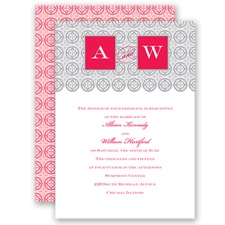 Monogram Pattern - Poppy - Invitation