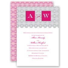 Monogram Pattern - Watermelon - Invitation