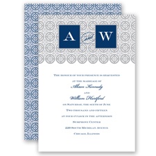 Monogram Pattern - Marine - Invitation