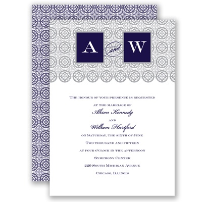 Monogram Pattern - Lapis - Invitation
