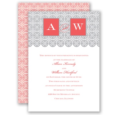 Monogram Pattern - Guava - Invitation