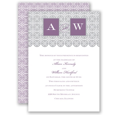 Monogram Pattern - Wisteria - Invitation