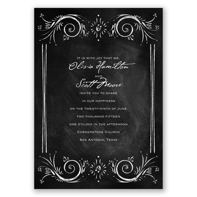 Chalkboard Style - Black - Invitation