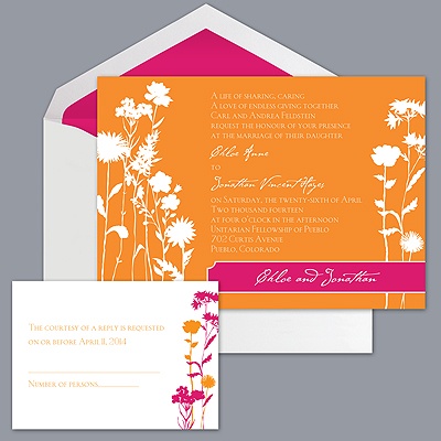 Field of Flowers - Tangerine - Invitation