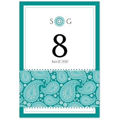 Perfect Paisley Duet - Jade - Table Number