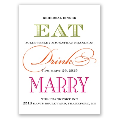 Eat, Drink, Marry - Rehearsal Dinner Invitation