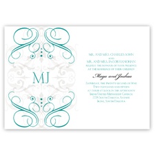 Eternal Flourish - Bright White - Jade - Invitation