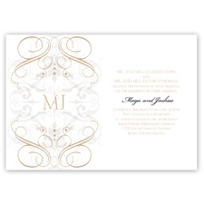 Eternal Flourish - Bright White - Golden - Invitation