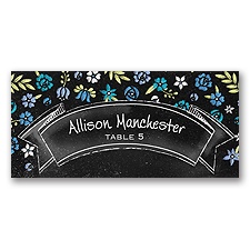 Floral Chalkboard - Cornflower - Escort Card
