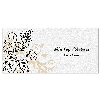 Flourish with Golden Shadow - Black - Escort Card