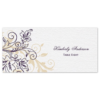 Flourish with Golden Shadow - Plum - Escort Card