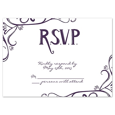 Fanciful Chalkboard - Plum - Response Card and Envelope