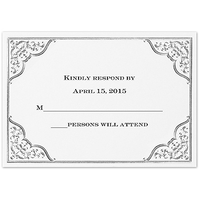 Silver Filigree Border - Response Card and Envelope