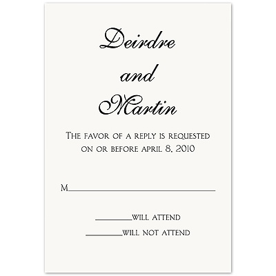 Modern Elegance Couple Script - Bright White Response Card
