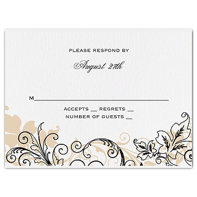 Flourish with Golden Shadow - Black - Response Card and Envelope