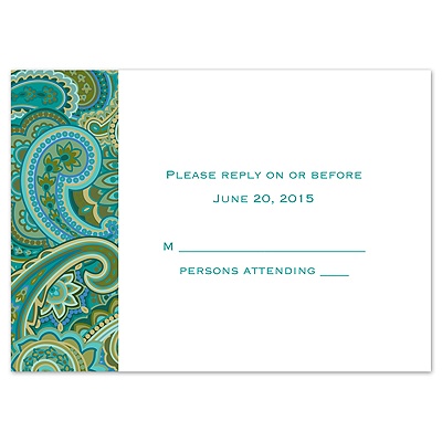 Paisley Style - Jade - Response Card and Envelope