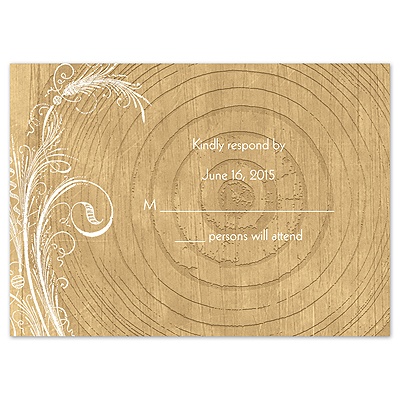 Woodgrain Circle - Response Card and Envelope