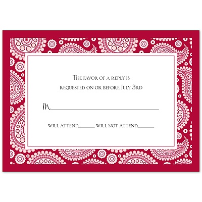 Perfect Paisley Duet - Apple - Response Card and Envelope