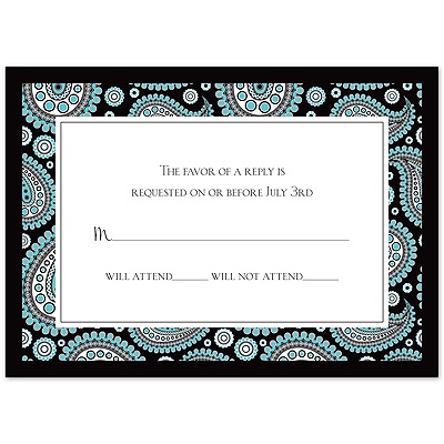 Perfect Paisley Duet - Black - Response Card and Envelope