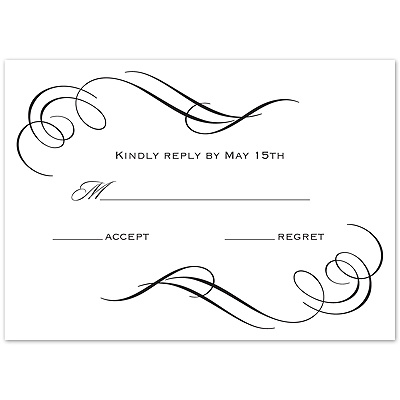 Photo and Swirls - Black  - Response Card and Envelope
