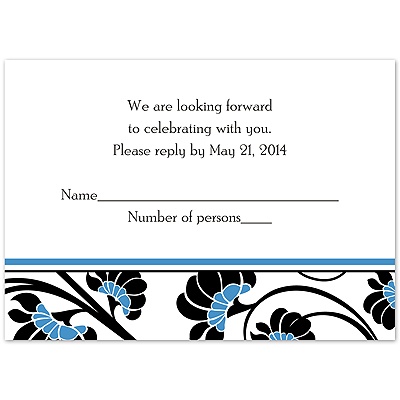 Floral Border - Cornflower - Response Card and Envelope