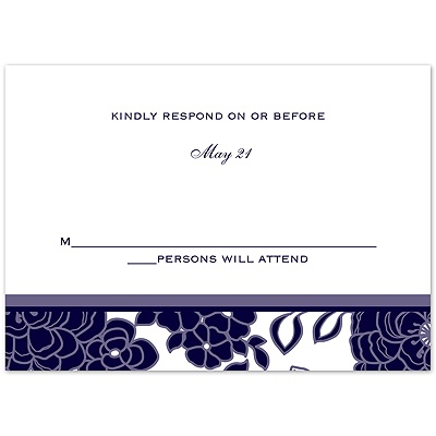 Floral Patterned - Lapis - Response Card and Envelope