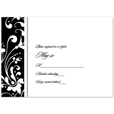 Fancy Flourish Photo - Black - Response Card and Envelope