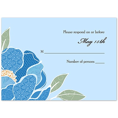 Patterned Peony - Cornflower - Response Card and Envelope