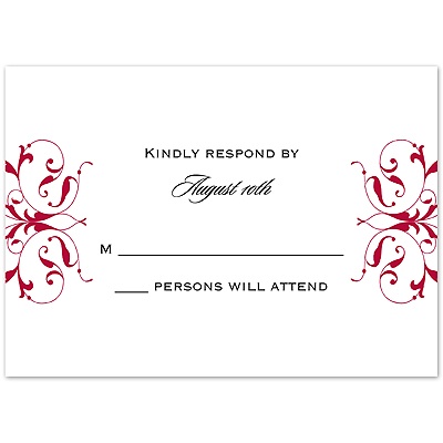 Monogram Flourish - Apple - Response Card and Envelope
