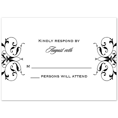 Monogram Flourish - Black - Response Card and Envelope
