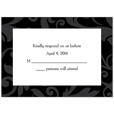 Treasured Jewels Pattern - Black - Response Card and Envelope