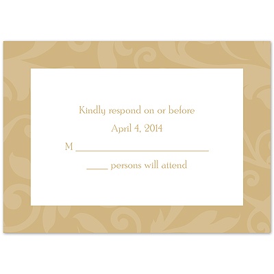 Treasured Jewels Pattern - Golden - Response Card and Envelope