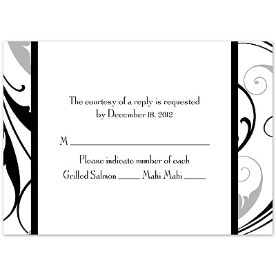 Swept Away - Black - Response Card and Envelope