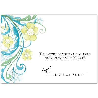 Watercolor Floral - Malibu - Response Card and Envelope