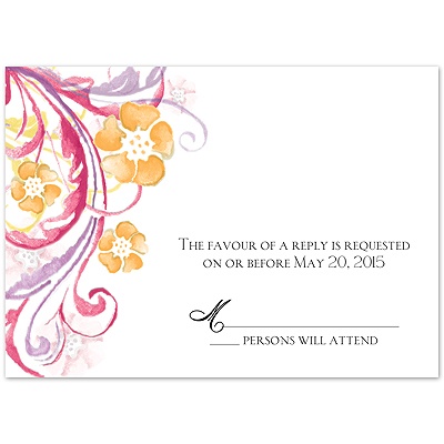 Watercolor Floral - Watermelon - Response Card and Envelope
