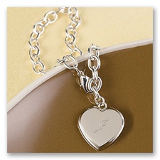 Personalized Heart Charm Link Bracelet