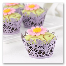 Lacy Lavender Butterfly Cupcake Wraps