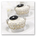 Sparkling Silver Damask Cupcake Wraps