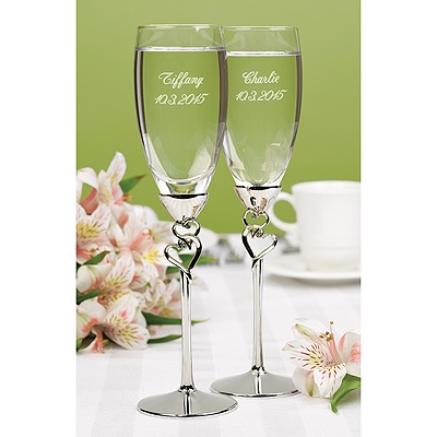 Personalized Entwined Hearts Flutes