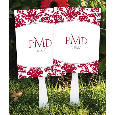 Personalized Dressy Damask Favor Fans - Apple